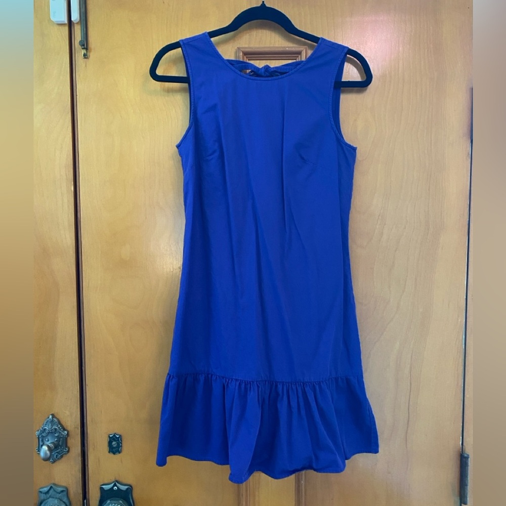 J. Crew Cobalt Blue Sleeveless Blue Ruffle-Hem Dress